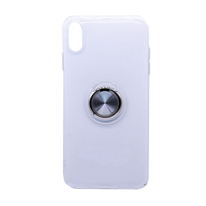 Θήκη Πλάτης Σιλικόνης με Finger Ring για iPhone XS Max - Χρώμα: Ασημί