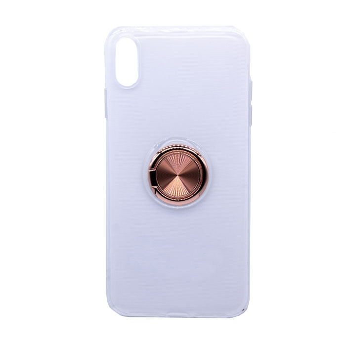 Θήκη Πλάτης Σιλικόνης με Finger Ring για iPhone XS Max - Χρώμα: Χρυσό - Ροζ