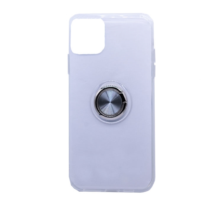 Θήκη Πλάτης Σιλικόνης με Finger Ring για iPhone 11 Pro Max 6.5 - Χρώμα: Ασημί