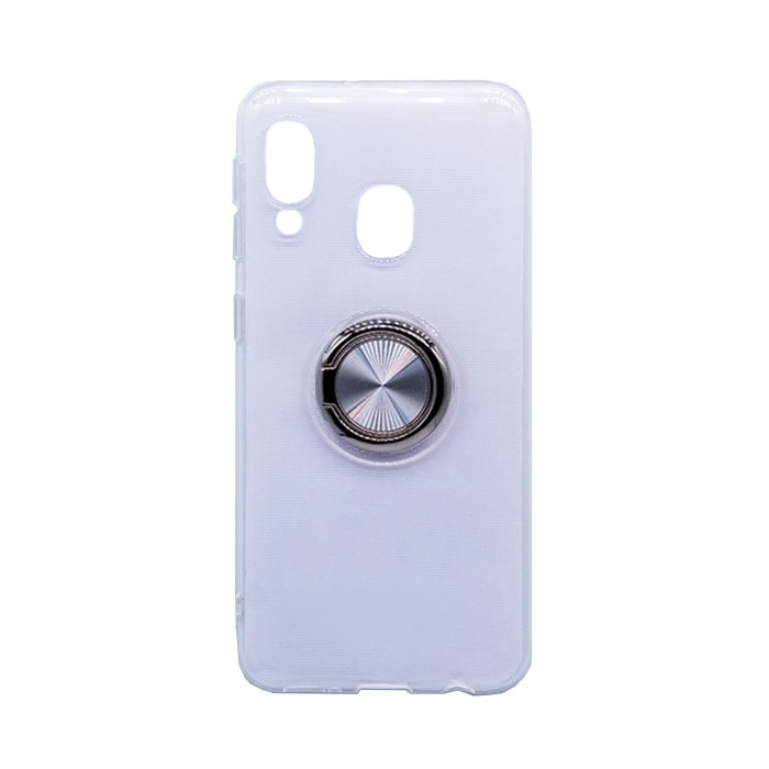 Θήκη Πλάτης Σιλικόνης με Finger Ring για Samsung A202 Galaxy A20e - Χρώμα: Ασημί