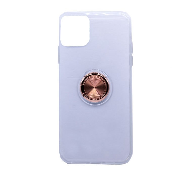 Θήκη Πλάτης Σιλικόνης με Finger Ring για iPhone 11 Pro Max 6.5 - Χρώμα: Χρυσό - Ροζ