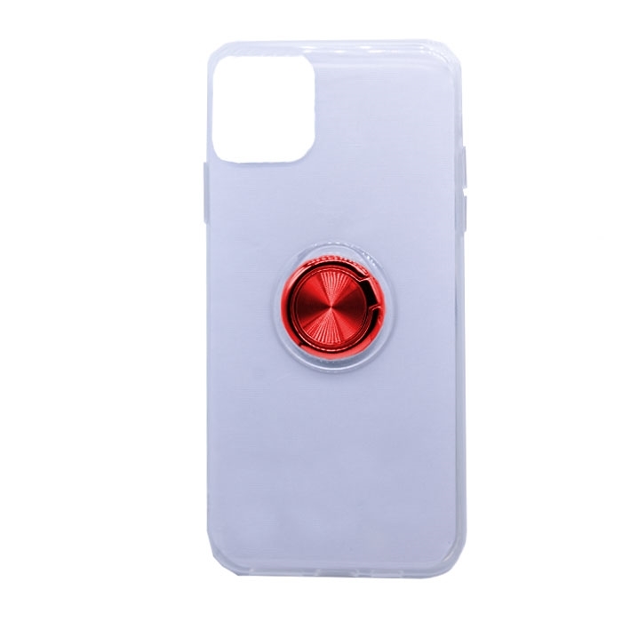 Θήκη Πλάτης Σιλικόνης με Finger Ring για iPhone 11 Pro Max 6.5 - Χρώμα: Κόκκινο