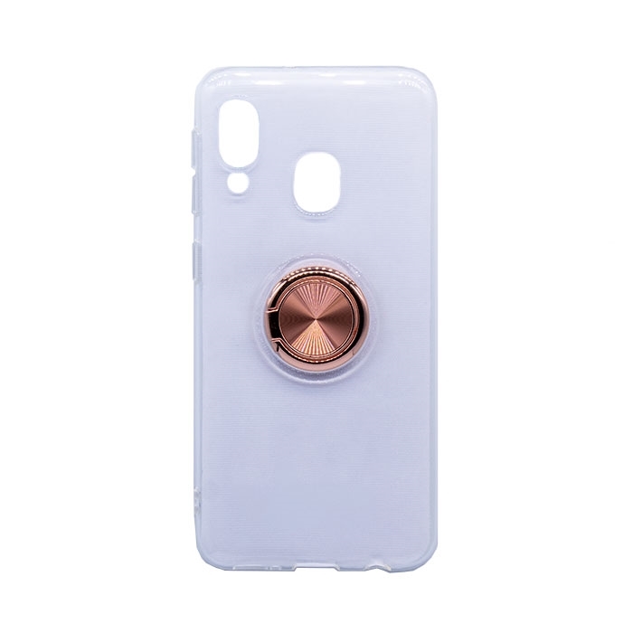 Θήκη Πλάτης Σιλικόνης με Finger Ring για Samsung A202 Galaxy A20e - Χρώμα: Χρυσό Ροζ