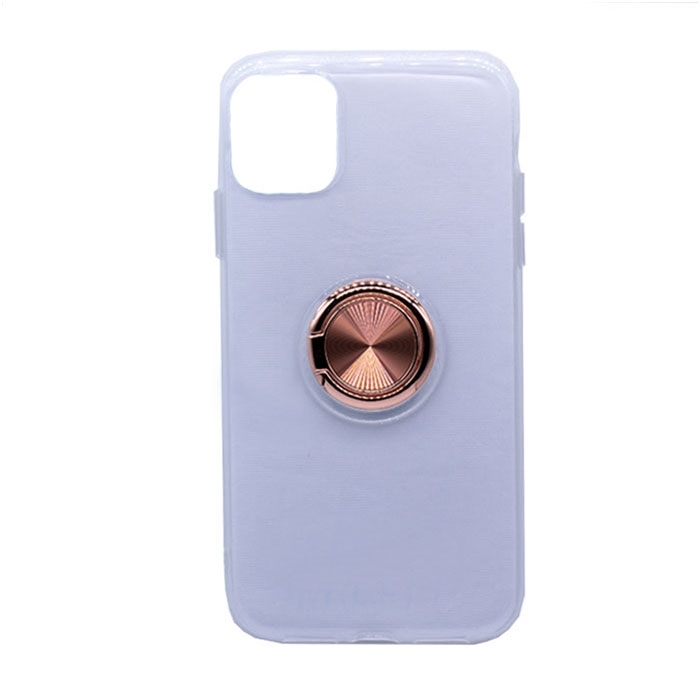 Θήκη Πλάτης Σιλικόνης με Finger Ring για iPhone 11 Pro - Χρώμα: Χρυσό - Ροζ