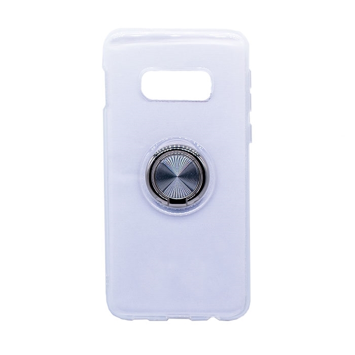 Θήκη Πλάτης Σιλικόνης με Finger Ring για Samsung G970 Galaxy S10e 5.8' - Χρώμα: Ασημί