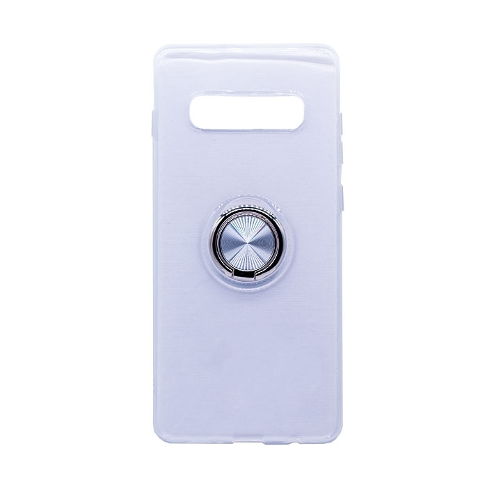 Θήκη Πλάτης Σιλικόνης με Finger Ring για Samsung G975F Galaxy S10 Plus - Χρώμα: Ασημί