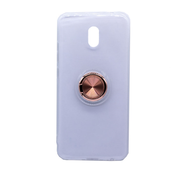 Θήκη Πλάτης Σιλικόνης με Finger Ring για Xiaomi Redmi Note 8 - Χρώμα: Ροζ - Χρυσό