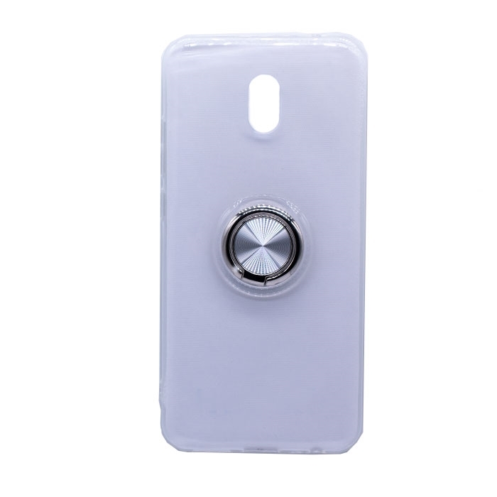 Θήκη Πλάτης Σιλικόνης με Finger Ring για Xiaomi Redmi Note 8 - Χρώμα: Ασημί