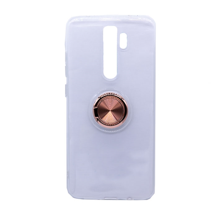 Θήκη Πλάτης Σιλικόνης με Finger Ring για Xiaomi Redmi Note 8 Pro - Χρώμα: Ροζ - Χρυσό