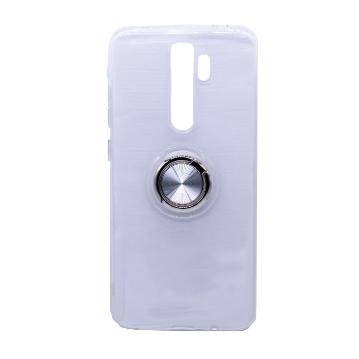 Θήκη Πλάτης Σιλικόνης με Finger Ring για Xiaomi Redmi Note 8 Pro - Χρώμα: Ασημί