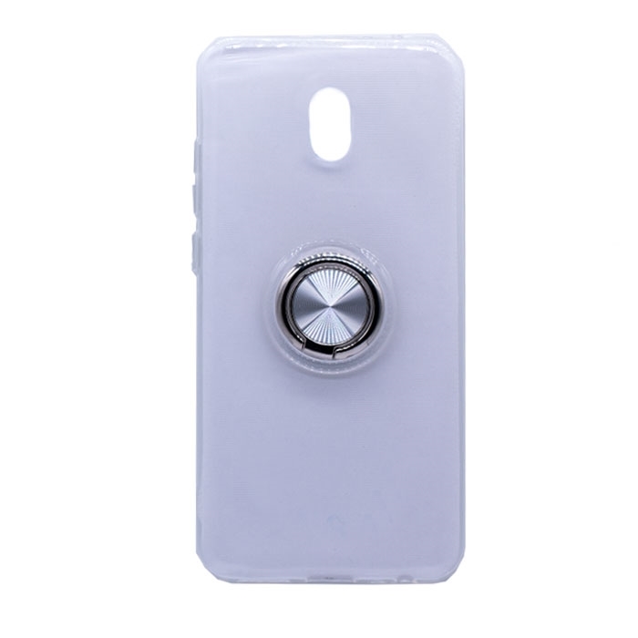 Θήκη Πλάτης Σιλικόνης με Finger Ring για Xiaomi Redmi 8 / 8A - Χρώμα: Ασημί