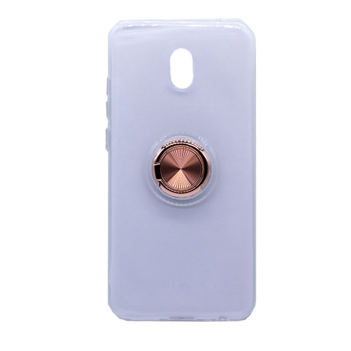 Θήκη Πλάτης Σιλικόνης με Finger Ring για Xiaomi Redmi 8 / 8A - Χρώμα: Ροζ - Χρυσό