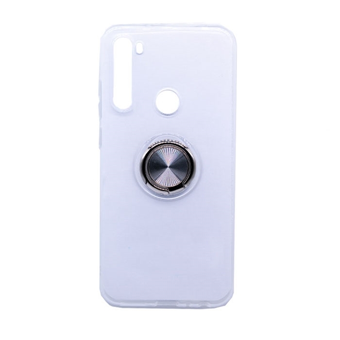 Θήκη Πλάτης Σιλικόνης με Finger Ring για Xiaomi Redmi Note 8 / 8T - Χρώμα: Ασημί
