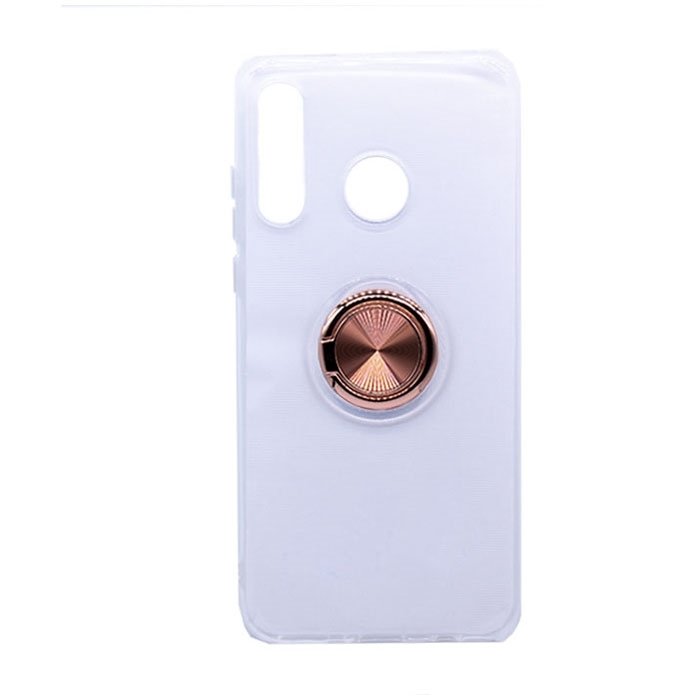 Θήκη Πλάτης Σιλικόνης με Finger Ring για Huawei P30 Lite - Χρώμα: Χρυσό - Ροζ