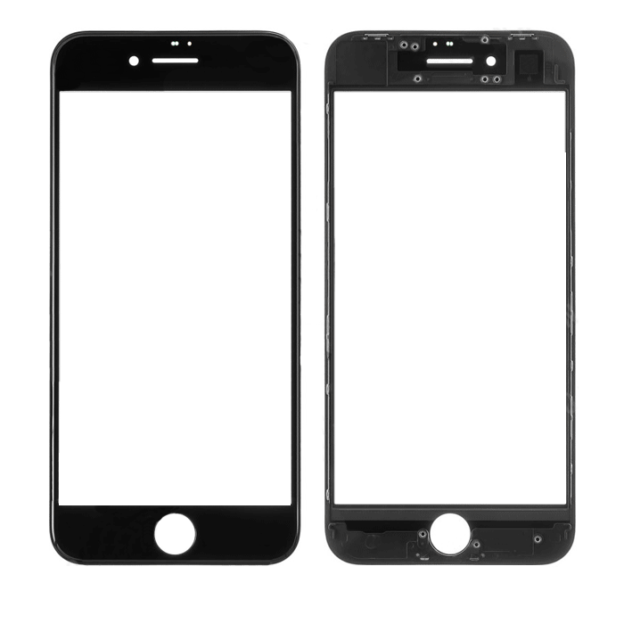 Τζαμάκι οθόνης Lens με OCA και Πλαίσιο για iPhone 8 - Χρώμα: Μαύρο