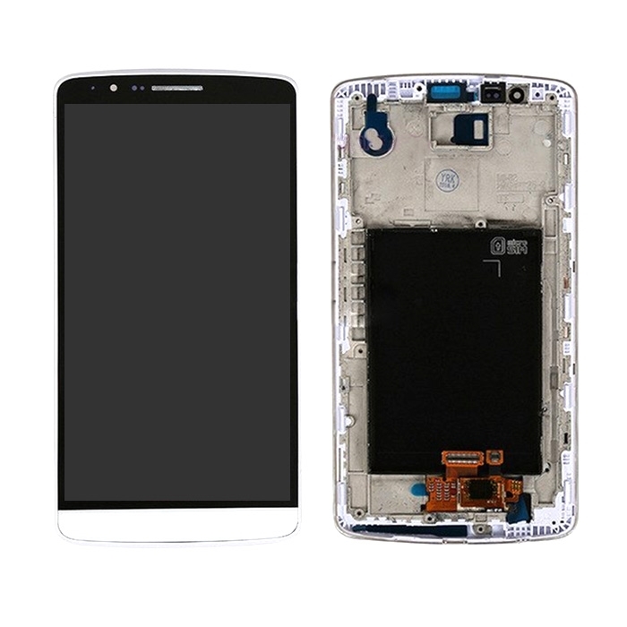 Οθόνη LCD με Μηχανισμό Αφής και Πλαίσιο για LG G3 Stylus D690 - Χρώμα: Λευκό
