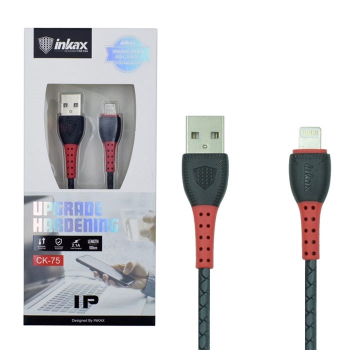 inkax- CK-75 Lightning USB 2.1Α Καλώδιο Φόρτισης 1μ - Χρώμα: Κόκκινο
