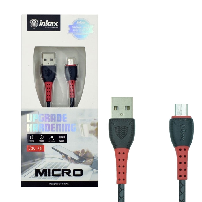 inkax- CK-75 Micro USB 2.1Α Kαλώδιο Φόρτισης 1μ - Χρώμα: Κόκκινο