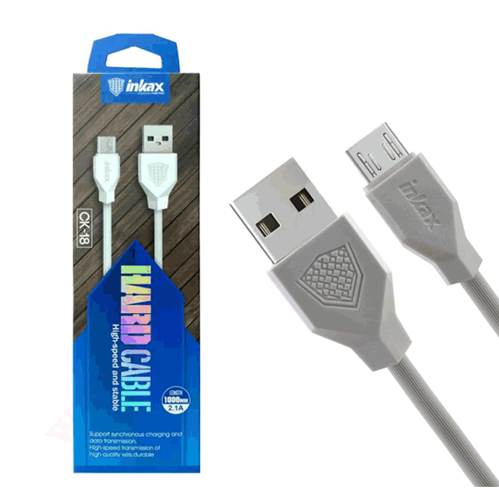 inkax- CK-18 Micro USB 2.4Α Kαλώδιο Φόρτισης 1μ - Χρώμα: Λεύκο