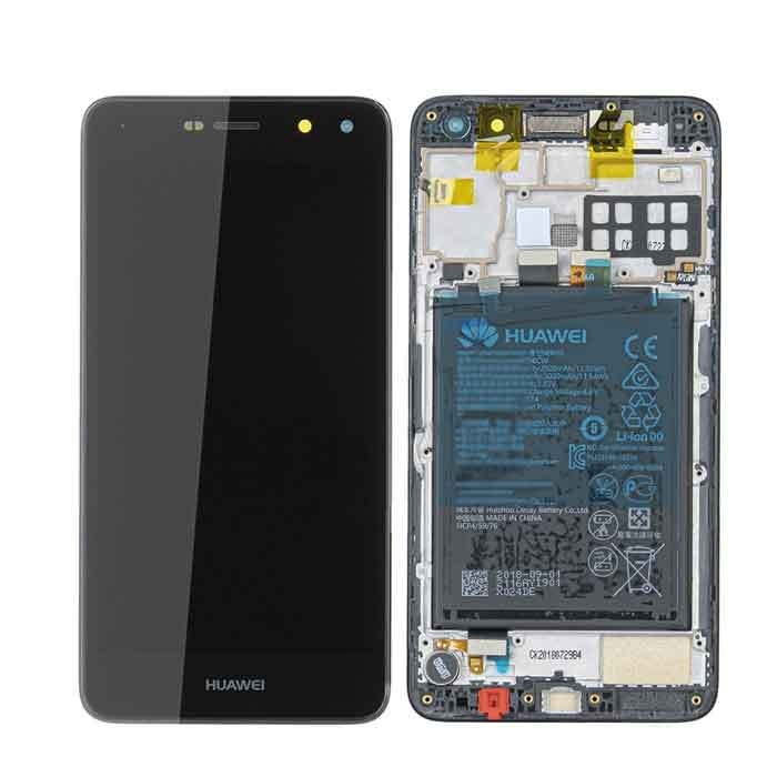 Γνήσια Οθόνη LCD με Μηχανισμό Αφής και Πλαίσιο και Μπαταρία (Service Pack) για Huawei Y5 2017/Y6 2017 02351DME - Χρώμα: Γκρί