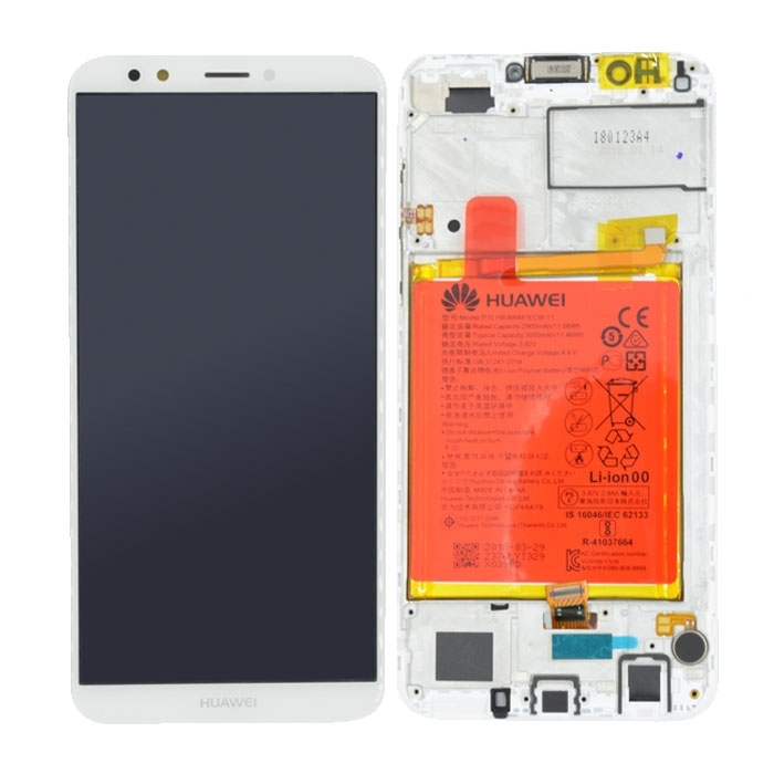 Γνήσια Οθόνη LCD με Μηχανισμό Αφής και Πλαίσιο Huawei Y7 2018 - 02351USB - Χρώμα: Λευκό