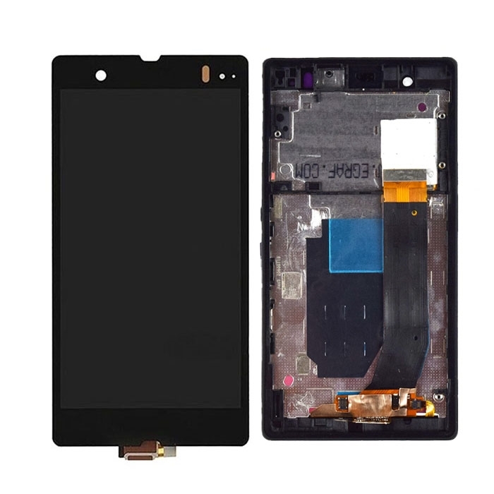 Οθόνη LCD με Μηχανισμό Αφής και Πλαίσιο για Sony Xperia Z - Χρώμα: Μαύρο