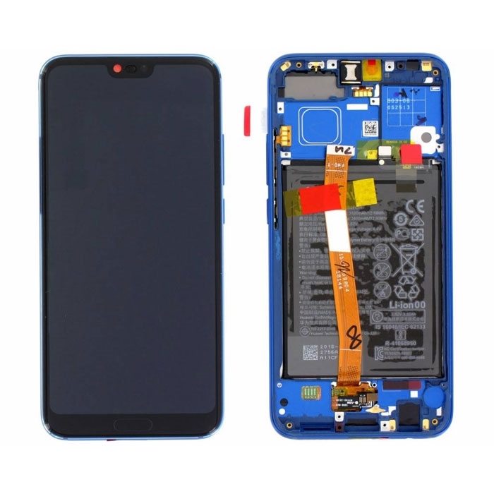 Γνήσια Οθόνη LCD με Μηχανισμό Αφής και Πλαίσιο με Μπαταρία για Huawei Honor 10 (Service Pack) 02351XBP - Χρώμα: Μπλε