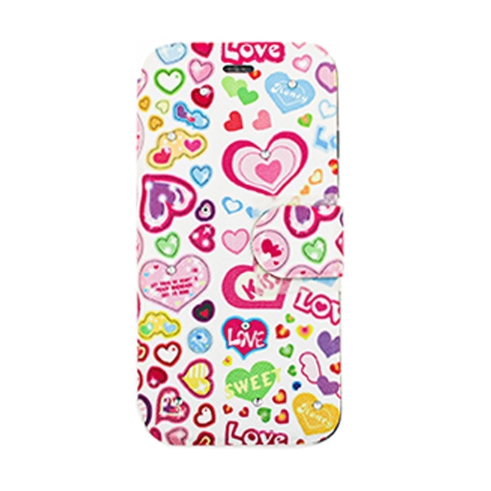 Θήκη Βιβλίο Stand Leather Wallet with Clip για Apple iPhone 7G/8G - Χρώμα: Λευκό με Καρδούλες