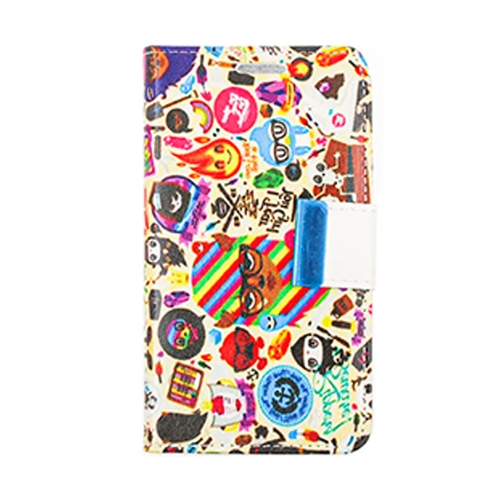 Θήκη Βιβλίο Stand Leather Wallet without Clip για Huawei Y330 - Χρώμα: Λευκό με Σχέδια