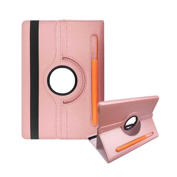 Θήκη Rotating 360 Stand with Pencil Case για Samsung T290 - Χρώμα: Χρυσό Ροζ