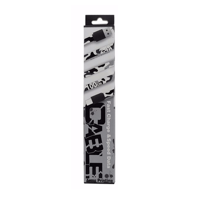 S&F V8 Καλώδιο Φόρτισης Micro USB to USB Army Printing 1m - Χρώμα: Μαύρο
