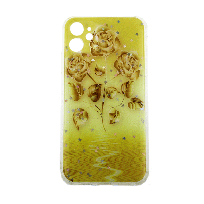 Θήκη Πλάτης Σιλικόνης για iPhone 11 - Σχέδιο: Κίτρινα Λουλούδια