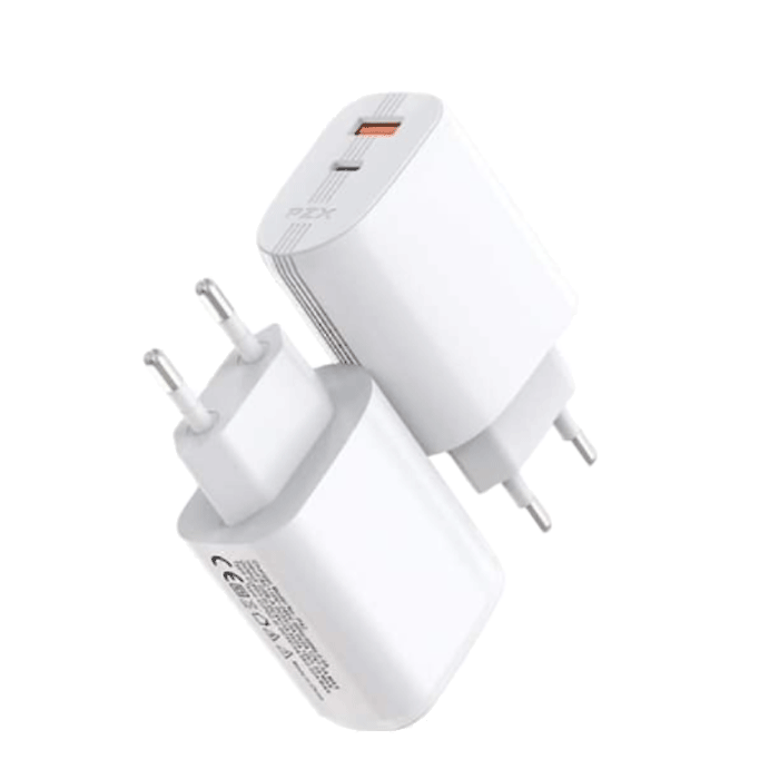 PZX P42 Φορτιστής Ταξιδιού USΒ και Τype - C / Traveling Charger 5A Q.C 5.0 20W - Χρώμα: Λευκό