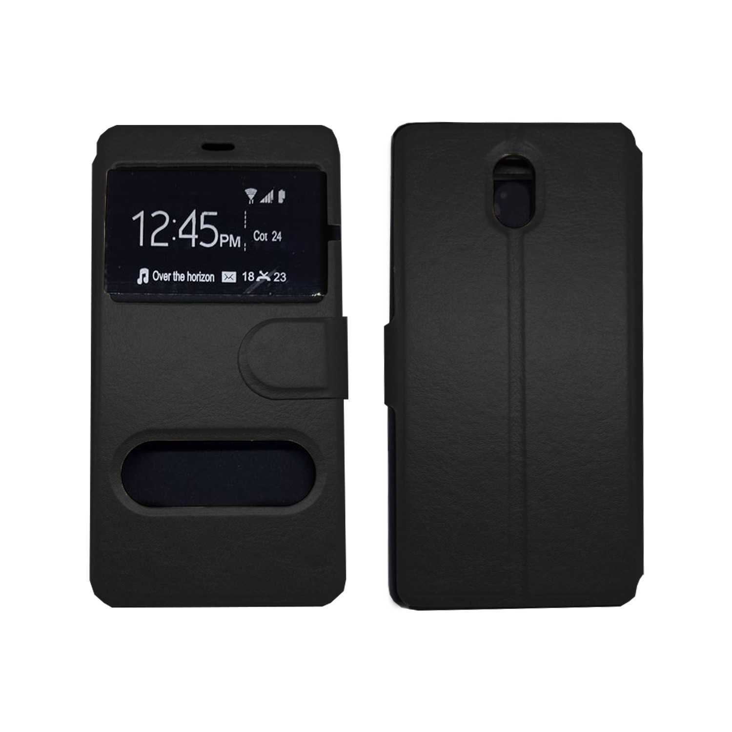 Θήκη Βιβλίο Με Παράθυρο για ZTE Blade A450 - Χρώμα: Μαύρο