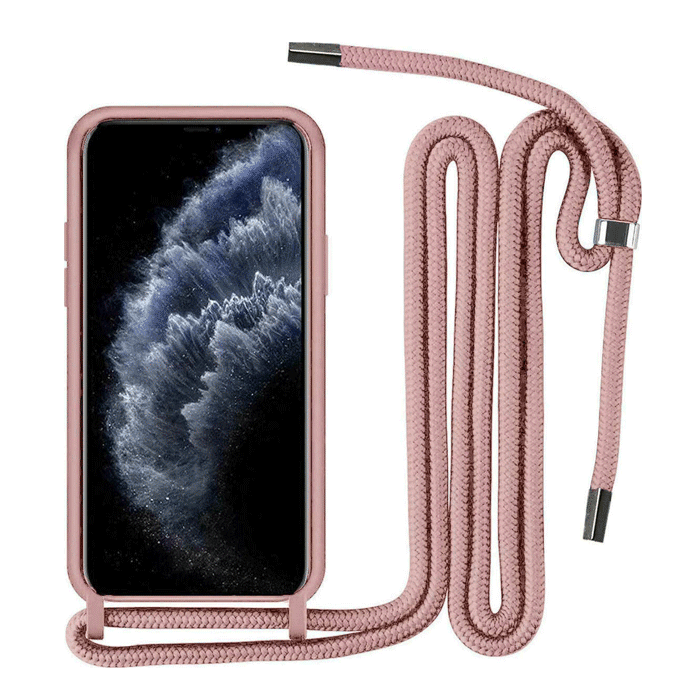 Θήκη Σιλικόνης με Λουράκι για Apple iPhone 13 6.1 - Χρώμα: Ροζ