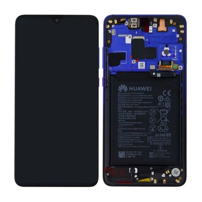 Γνήσια Οθόνη LCD με Μηχανισμό Αφής, Πλαίσιο και Μπαταρία για Huawei Mate 20 2018 (Service Pack) 02352FRA - Χρώμα: Twilight