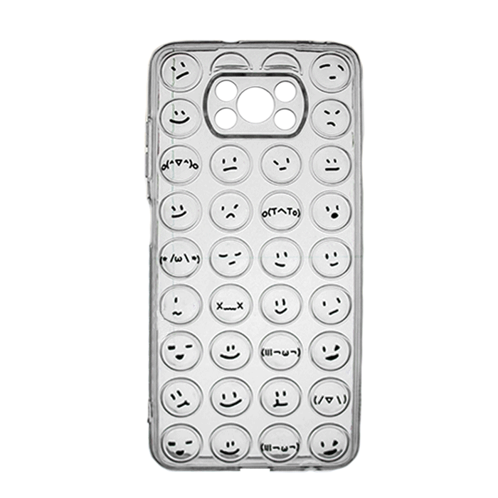 Θήκη Σιλικόνης με Emoji για Xiaomi POCO X3 - Χρώμα: Διαφανές