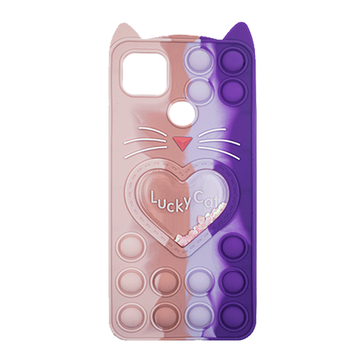 Θήκη Σιλικόνης με αυτάκια Colorful Bubbles για Xiaomi Redmi 9C - Σχέδιο: Πολυχρώμη Καρδούλα (Ροζ - Μωβ)