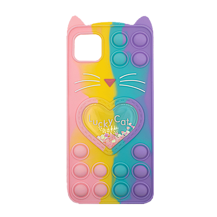Θήκη Σιλικόνης με αυτάκια Colorful Bubbles για Samsung Galaxy A22 5G- Σχέδιο: Πολυχρώμη Καρδούλα (κοραλί - Ανοιχτό Μωβ)