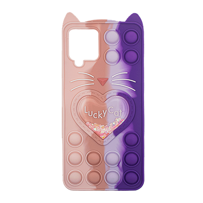 Θήκη Σιλικόνης με αυτάκια Colorful Bubbles για Samsung Galaxy A22 4G - Σχέδιο: Πολυχρώμη Καρδούλα (Ροζ - Μωβ)