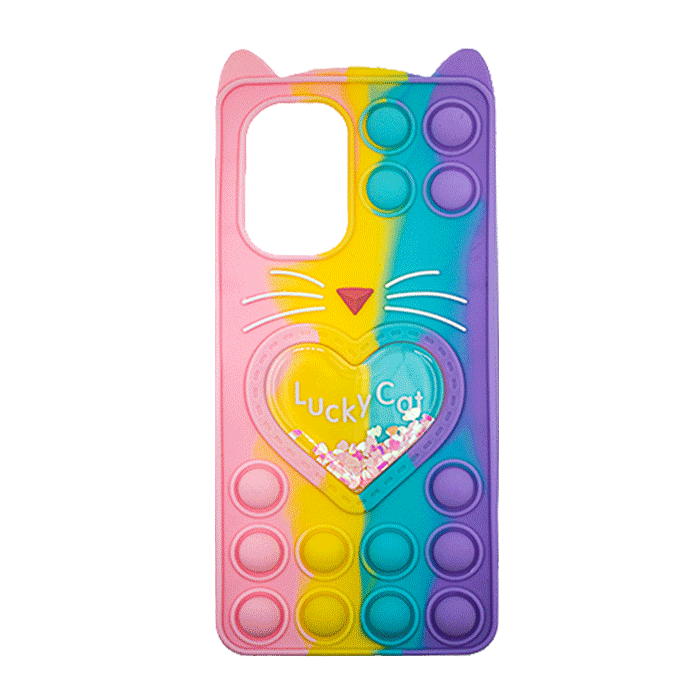 Θήκη Σιλικόνης με αυτάκια Colorful Bubbles για Samsung Galaxy A52 4G / 5G - Σχέδιο: Πολυχρώμη Καρδούλα (κοραλί - Ανοιχτό Μωβ)