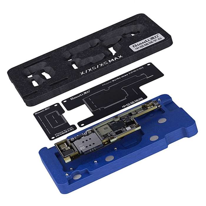 Qianli BGA Reballing Stencil Kit for iPhone X XS XS MAX Motherboard Middle Frame Planting Tin Soldering Net Reballing Platform