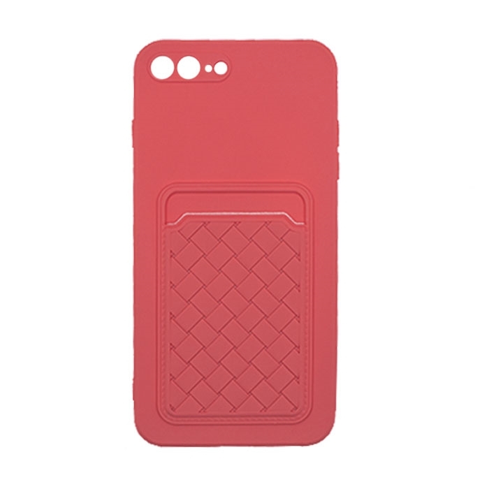 Θήκη Πλάτης Σιλικόνης με Υποδοχή Κάρτας για iPhone 7 plus- Χρώμα : Ροζ
