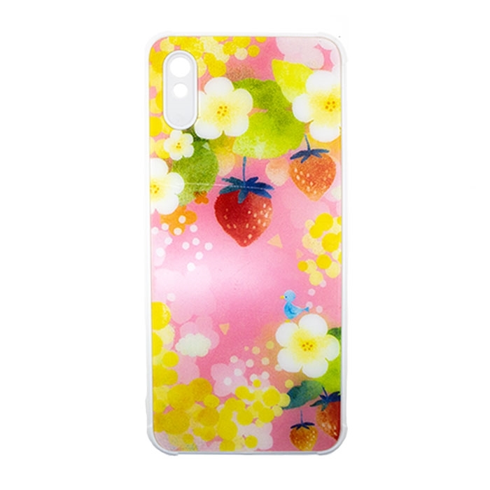 Θήκη Πλάτης Σιλικόνης για Xiaomi Redmi 9A/9i/9AT- Χρώμα: Ροζ με Φραουλίτσες