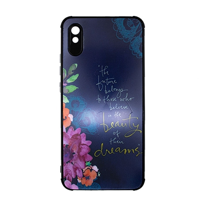 Θήκη Πλάτης Σιλικόνης για Xiaomi Redmi 9A/9i/9AT- Χρώμα: Ναυτικό Μπλε Με Λουλουδάκια