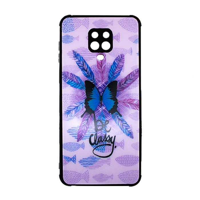 Θήκη Πλάτης Σιλικόνης για Xiaomi Redmi Note 9S / 9 Pro - Χρώμα: Μωβ με Πεταλούδα