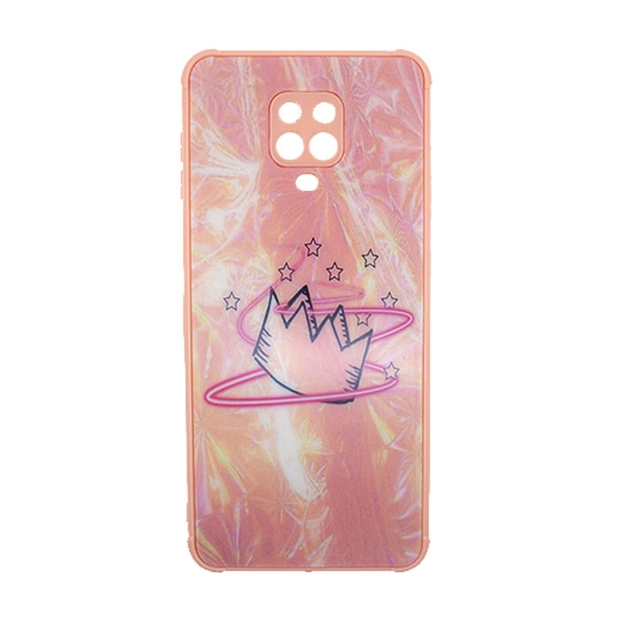 Θήκη Πλάτης Σιλικόνης για Xiaomi Redmi Note 9S / 9 Pro - Χρώμα: Απαλό Ροζ με Στέμμα