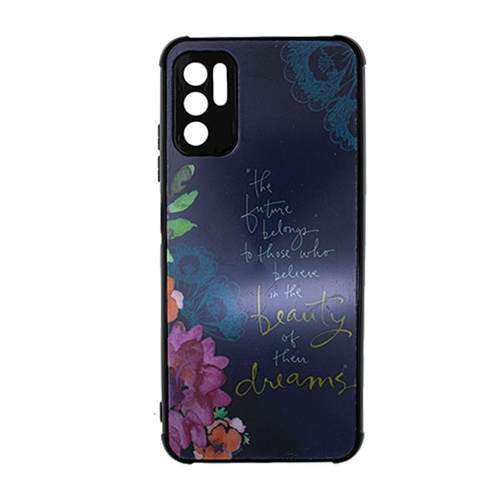 Θήκη Πλάτης Σιλικόνης για Xiaomi Redmi Note 10 5G- Χρώμα: Ναυτικό Μπλε με Λουλουδάκια