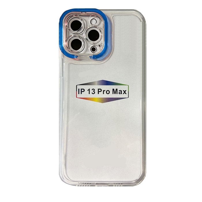 Θήκη Σιλικόνης Fashion Candy Color Διάφανη Με Χρωματιστό Πλαίσιο Κάμερας για iPhone 13 Pro Max - Χρώμα : Σκούρο Μπλε