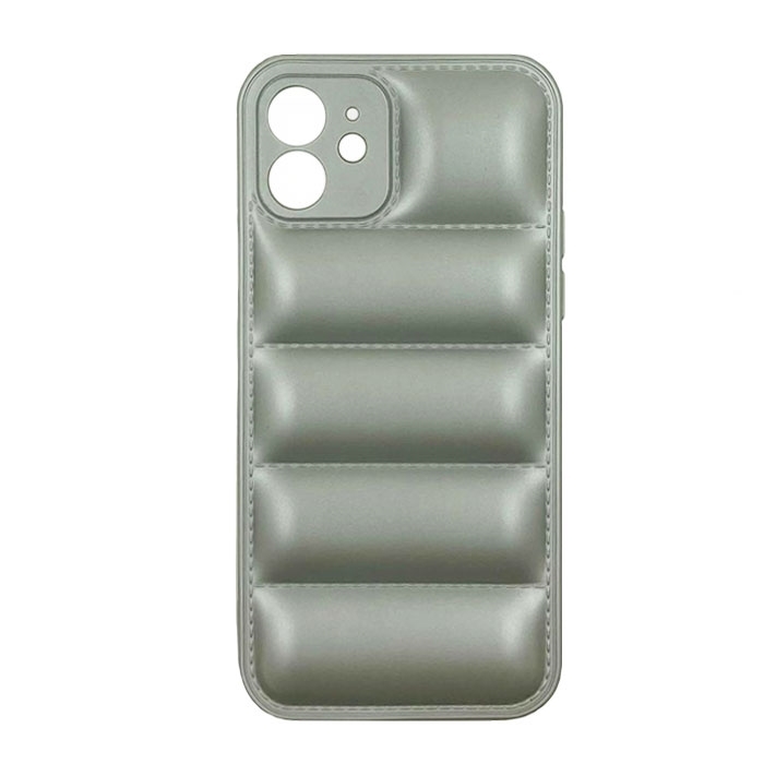 Θήκη Πλάτης Σιλικόνης wavy για Apple iPhone 12 - Χρώμα : Ασημί